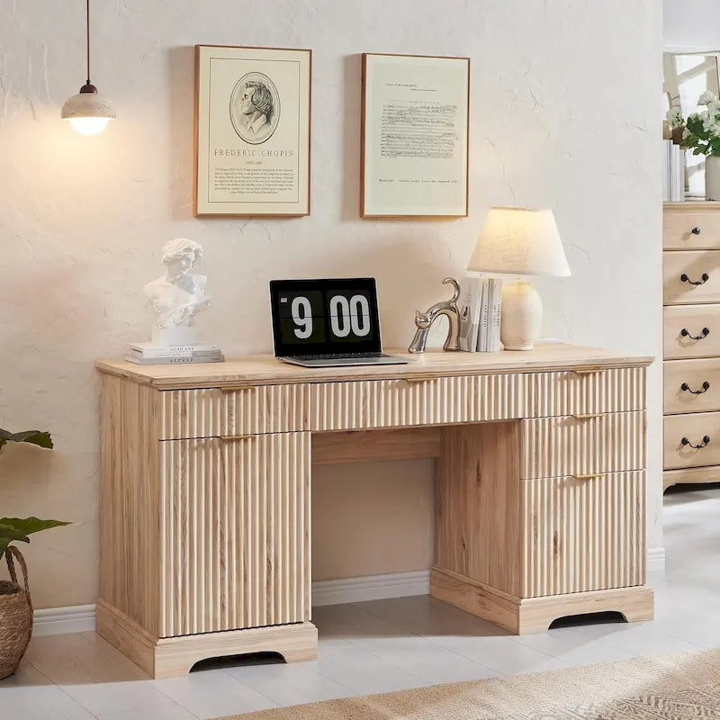 Bureau de direction moderne 58 po avec rangement, bureau d'ordinateur en bois pour domicile/bureau