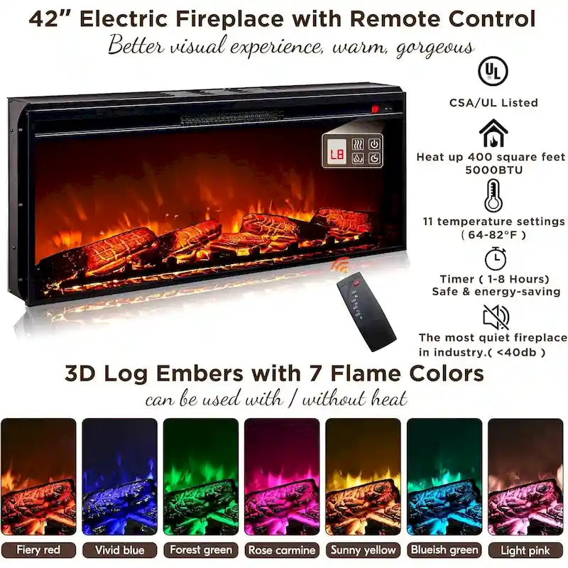 Meuble TV de cheminée de ferme pour téléviseur jusqu'à 80 pouces, centre de divertissement