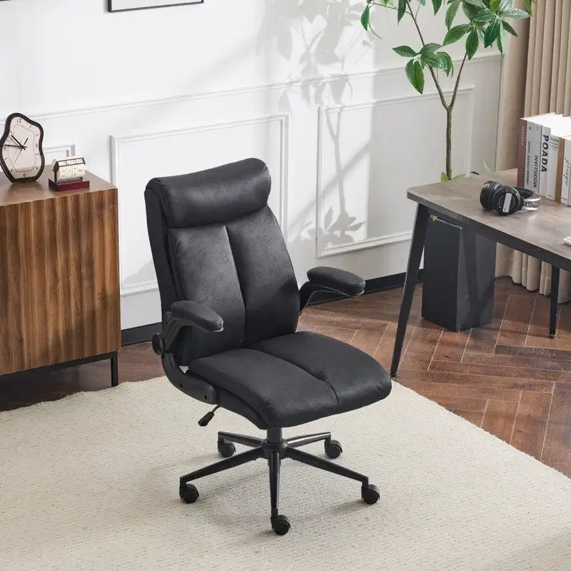 Chaise de bureau pivotante à dossier mi-hauteur 28W avec accoudoirs réglables - N/A
