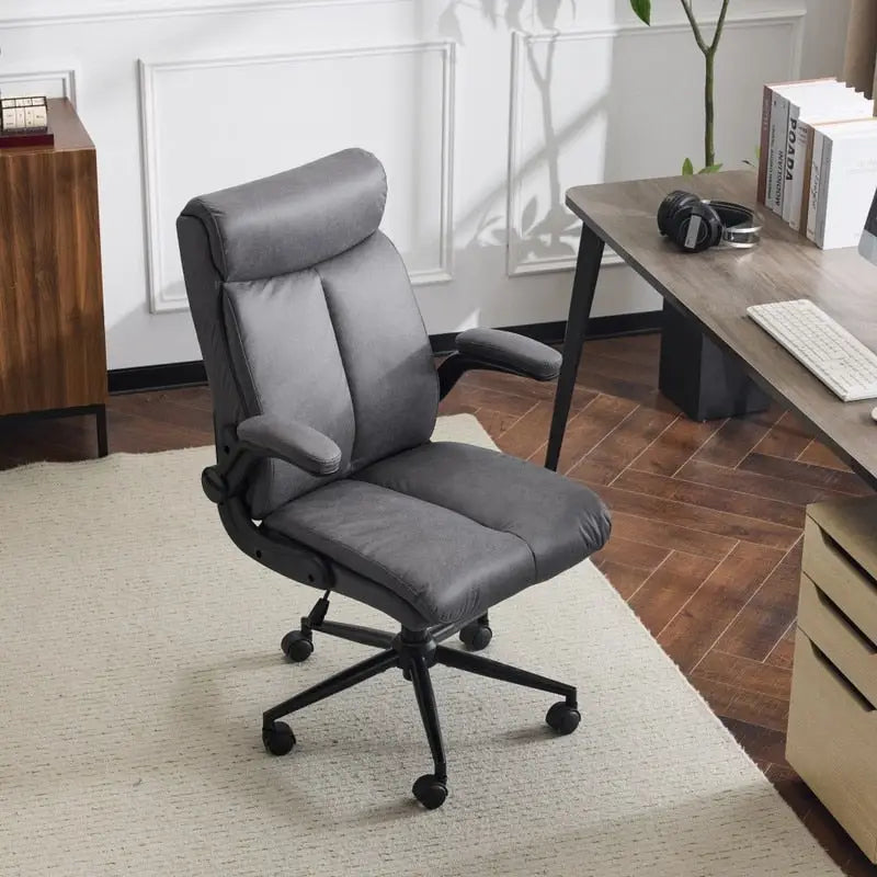 Chaise de bureau pivotante à dossier mi-hauteur 28W avec accoudoirs réglables - N/A