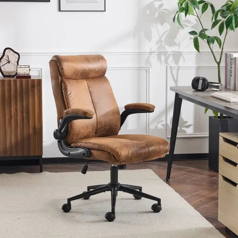 Chaise de bureau pivotante à dossier mi-hauteur 28W avec accoudoirs réglables - N/A