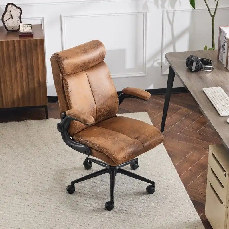 Chaise de bureau pivotante à dossier mi-hauteur 28W avec accoudoirs réglables - N/A