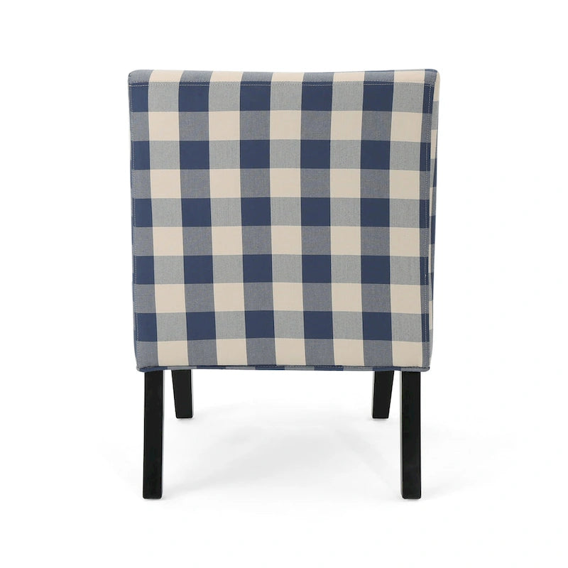 Fauteuil d'appoint sans accoudoirs en tissu à motif géométrique contemporain avec pieds noirs