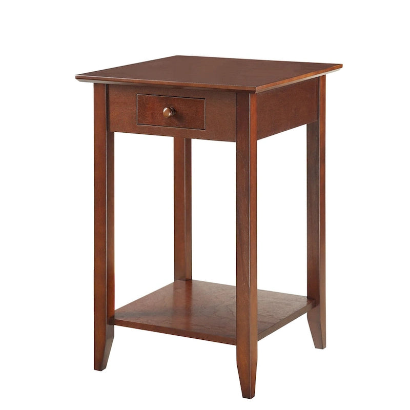 Table d'appoint classique en bois avec un tiroir et une étagère ouverte
