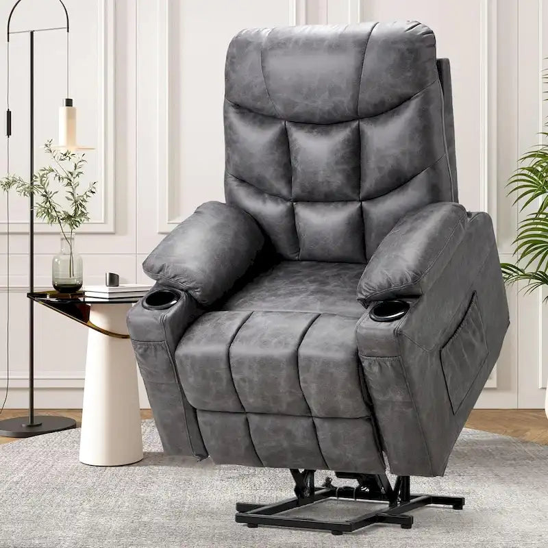 Fauteuil releveur électrique rembourré avec accoudoirs et repose-pieds capitonnés