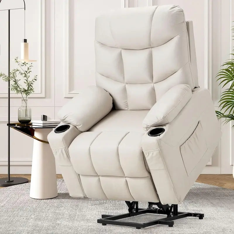 Fauteuil releveur électrique rembourré avec accoudoirs et repose-pieds capitonnés