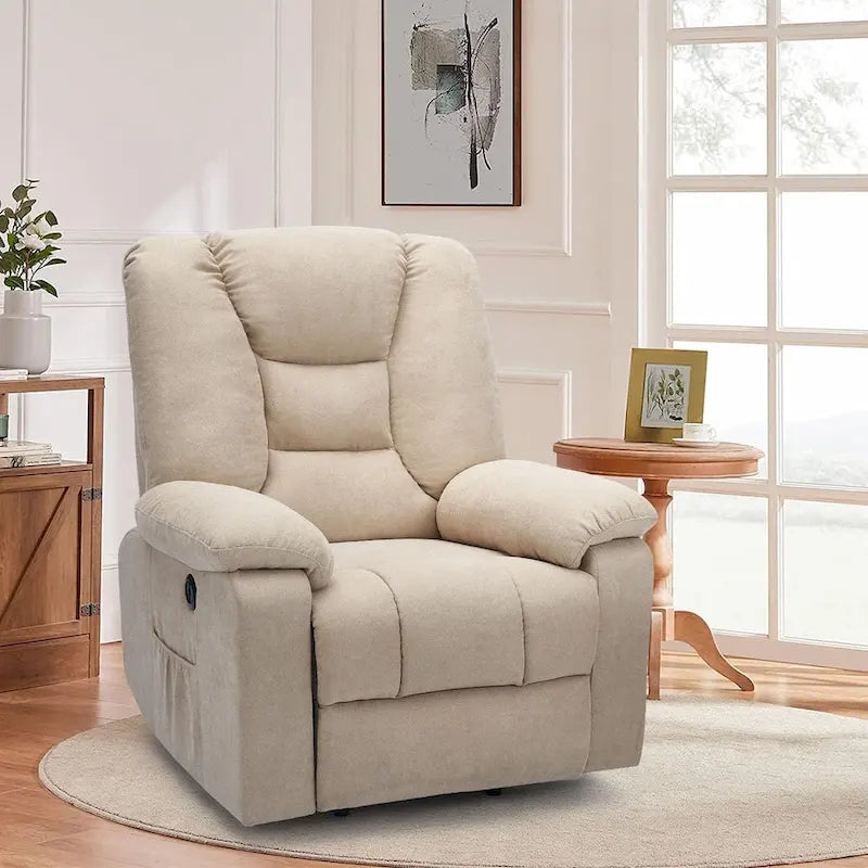 Fauteuil releveur électrique rembourré avec accoudoirs et repose-pieds capitonnés