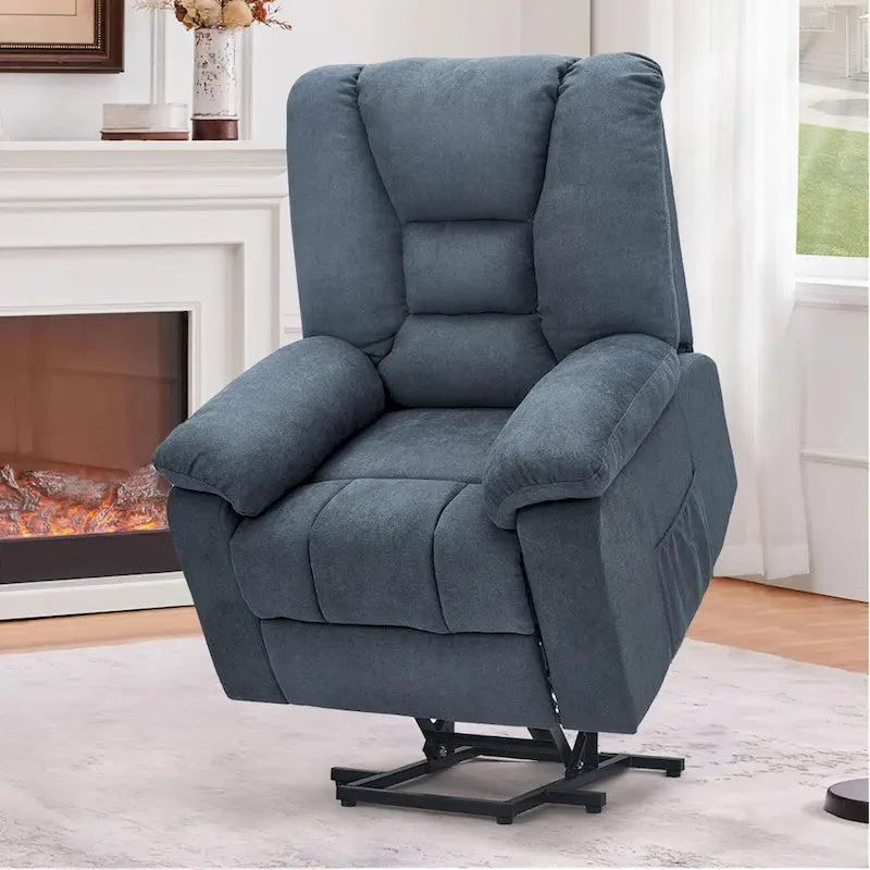 Fauteuil releveur électrique rembourré avec accoudoirs et repose-pieds capitonnés