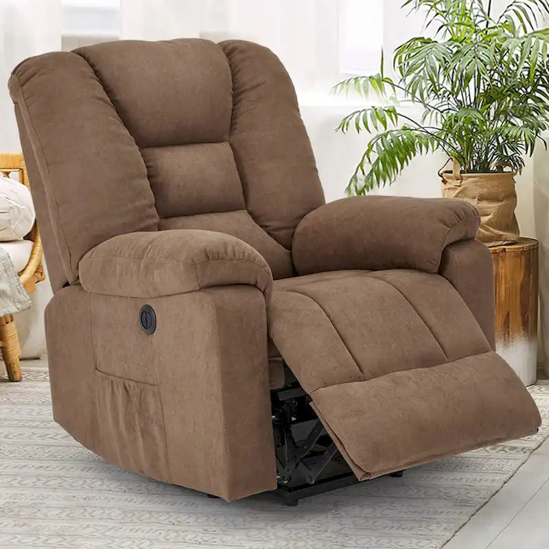 Fauteuil releveur électrique rembourré avec accoudoirs et repose-pieds capitonnés