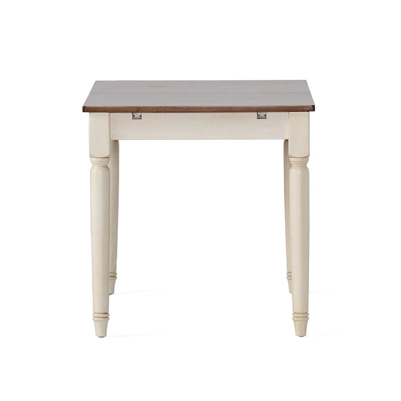 Table de salle à manger en chêne foncé et bois crème avec rallonge – 6 places