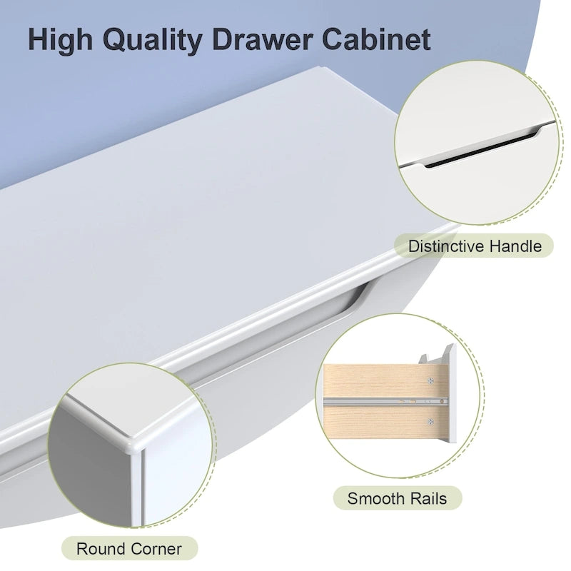 Commode à 4 tiroirs Blanche pour Chambre, Table de Maquillage Verticale Moderne