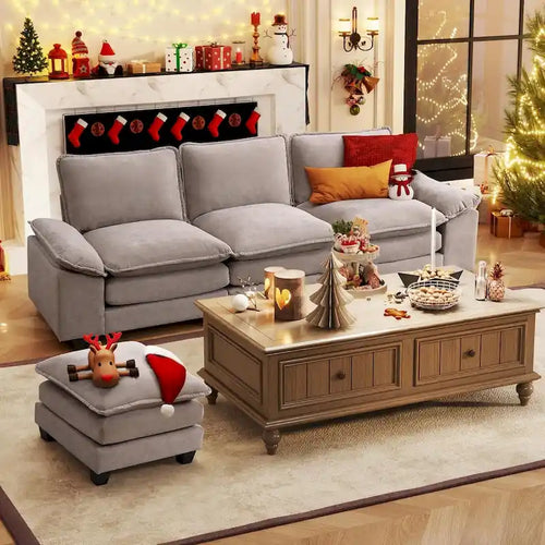 25.2 Deep Seat Sectional Sofa Couch 3 Seats L-Shape Design for Living Room