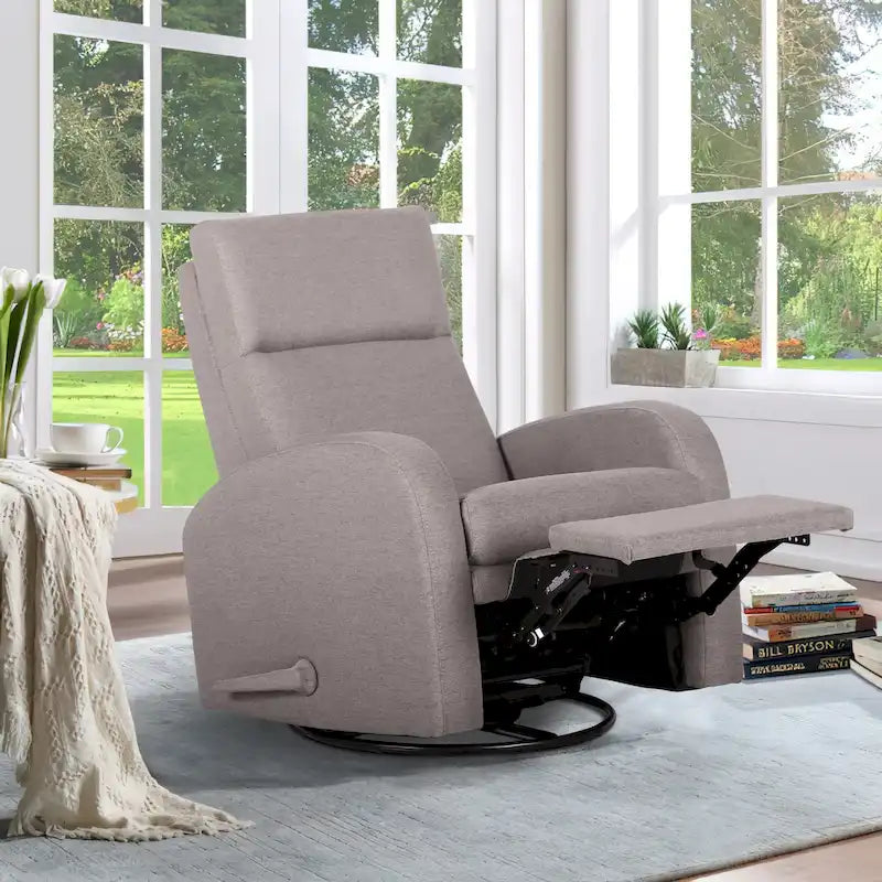 Fauteuil inclinable pivotant manuel en microfibre couleur sable du désert avec accoudoirs rembourrés