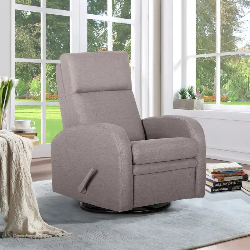 Fauteuil inclinable pivotant manuel en microfibre couleur sable du désert avec accoudoirs rembourrés