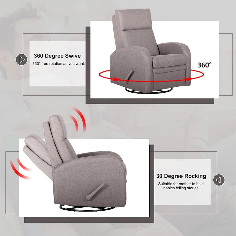 Fauteuil inclinable pivotant manuel en microfibre couleur sable du désert avec accoudoirs rembourrés
