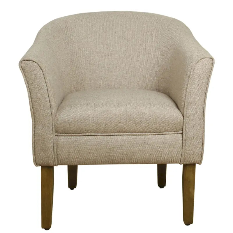 Fauteuil d'appoint tonneau capitonné style Mid-Century Modern avec pieds en bois