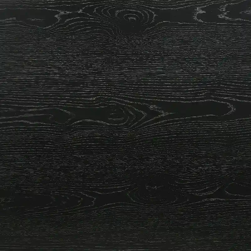 Ensemble table de salle à manger ronde à pied central et 4 chaises, ébène/bois flotté, MDF et hévéa