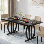 Table à manger pour 4-6 personnes, Grande table de salle à manger de 160 cm, Finition brillante