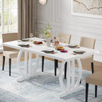 Table à manger pour 4-6 personnes, Grande table de salle à manger de 160 cm, Finition brillante