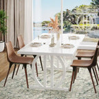Table à manger pour 4-6 personnes, Grande table de salle à manger de 160 cm, Finition brillante