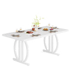 Table à manger pour 4-6 personnes, Grande table de salle à manger de 160 cm, Finition brillante