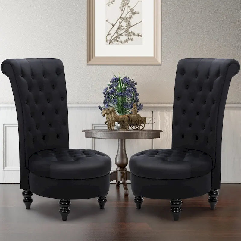 AVAWING Set of 2 Throne Royal Chair Thick Padding and Rubberwood Legs