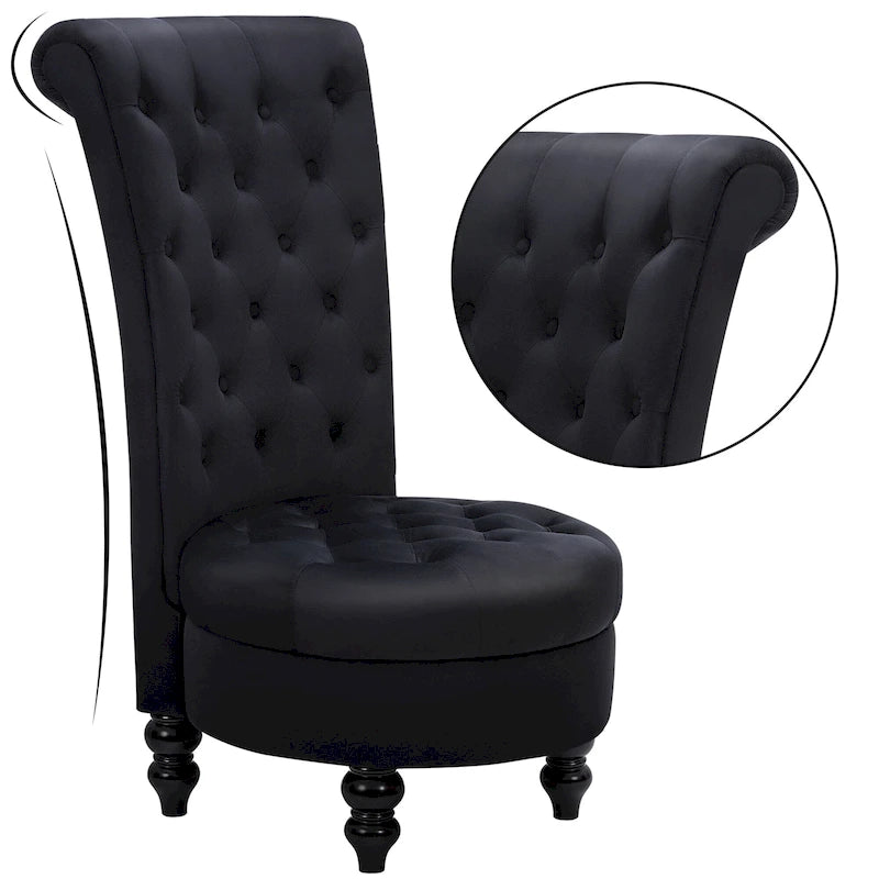 Chaises d'appoint hautes en velours avec pieds en hévéa, lot de 2 – Beige/Noir/Rouge/Blanc