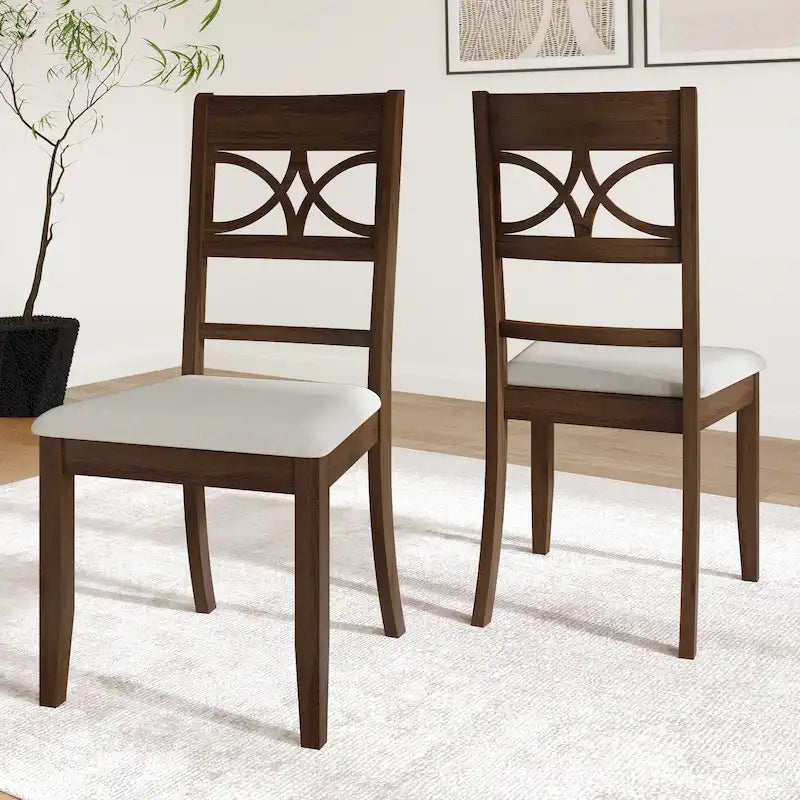 Chaise de salle à manger en bois massif blanc / marron / gris / noir, rembourrée, lot de 2