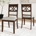 Chaise de salle à manger en bois massif blanc / marron / gris / noir, rembourrée, lot de 2