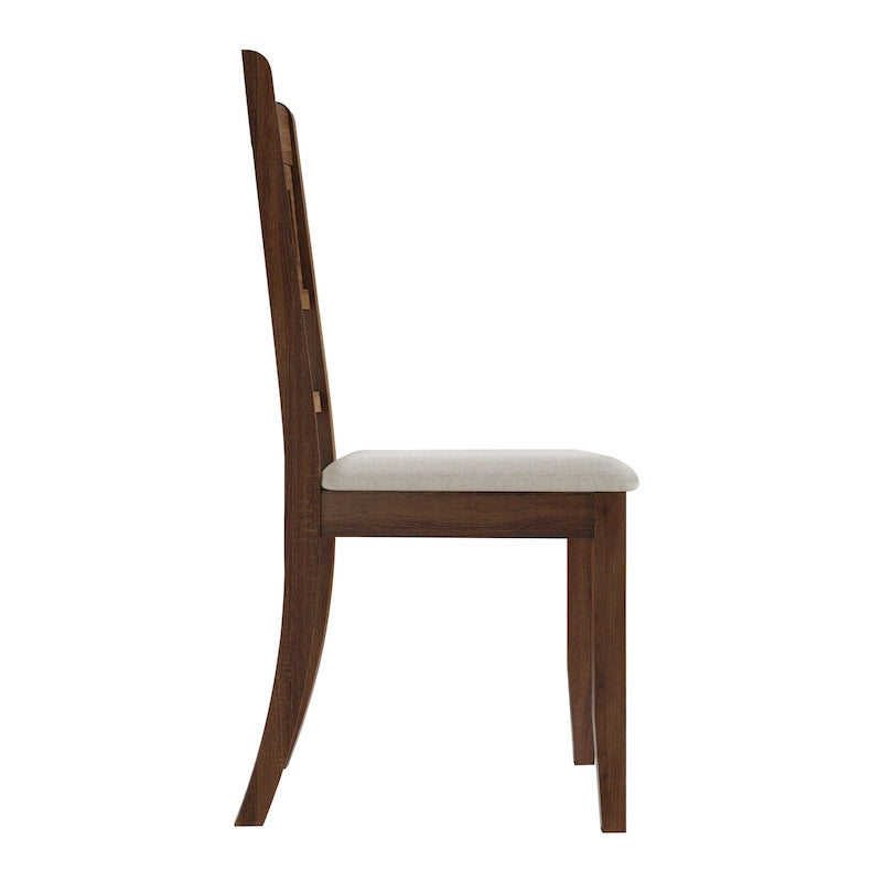 Chaise de salle à manger en bois massif blanc / marron / gris / noir, rembourrée, lot de 2