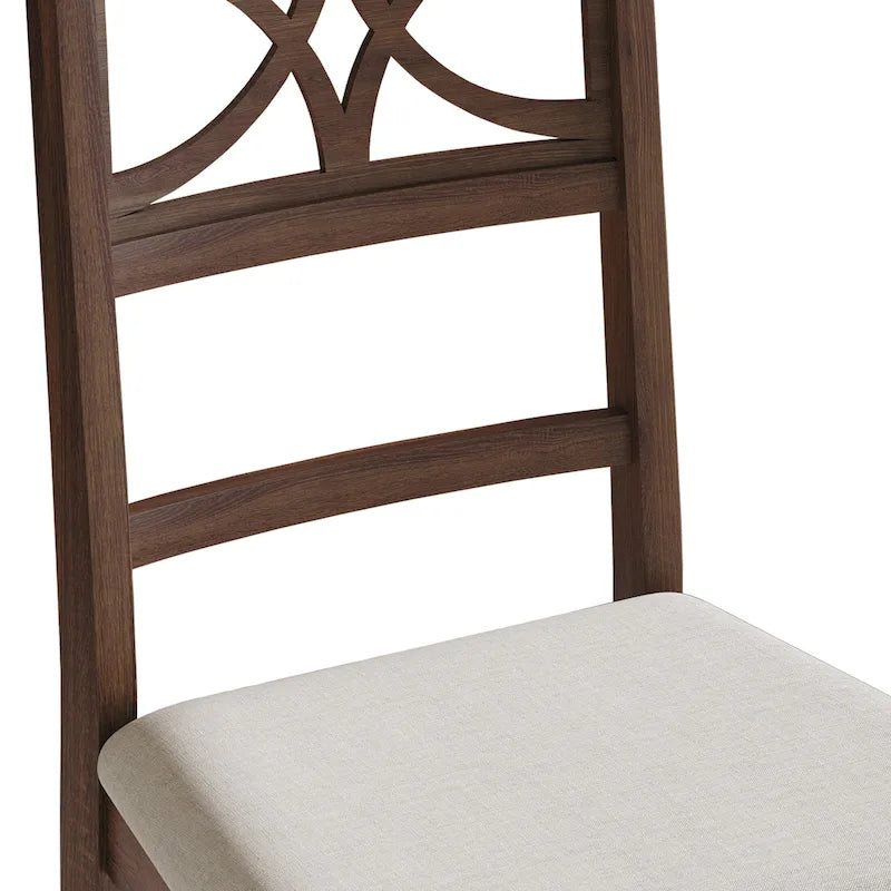 Chaise de salle à manger en bois massif blanc / marron / gris / noir, rembourrée, lot de 2