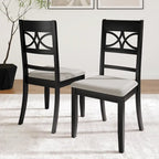 Chaise de salle à manger en bois massif blanc / marron / gris / noir, rembourrée, lot de 2