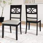 Chaise de salle à manger en bois massif blanc / marron / gris / noir, rembourrée, lot de 2
