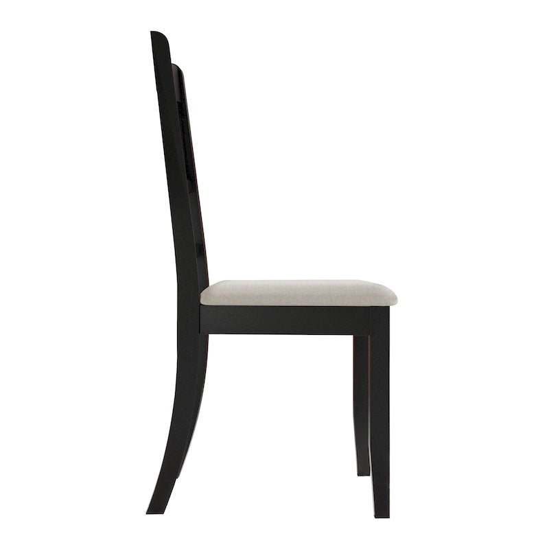 Chaise de salle à manger en bois massif blanc / marron / gris / noir, rembourrée, lot de 2