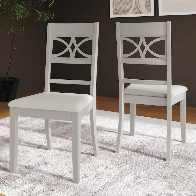 Chaise de salle à manger en bois massif blanc / marron / gris / noir, rembourrée, lot de 2
