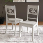 Chaise de salle à manger en bois massif blanc / marron / gris / noir, rembourrée, lot de 2