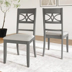 Chaise de salle à manger en bois massif blanc / marron / gris / noir, rembourrée, lot de 2