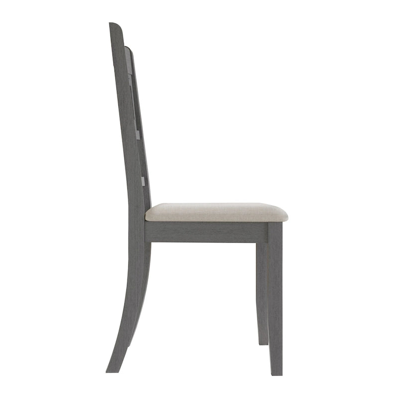 Chaise de salle à manger en bois massif blanc / marron / gris / noir, rembourrée, lot de 2