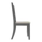 Chaise de salle à manger en bois massif blanc / marron / gris / noir, rembourrée, lot de 2