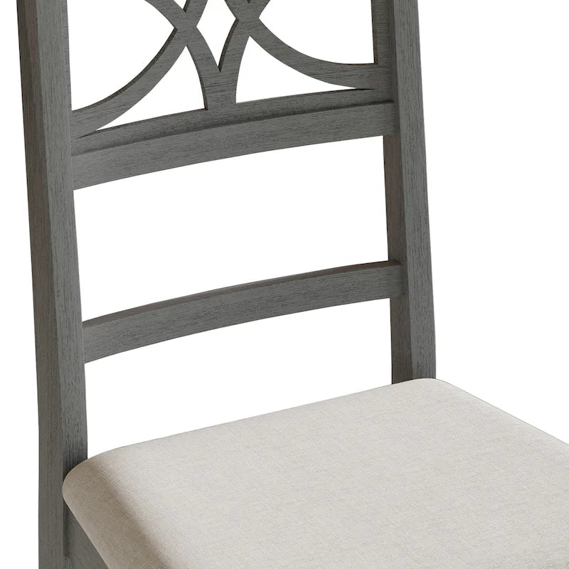 Chaise de salle à manger en bois massif blanc / marron / gris / noir, rembourrée, lot de 2