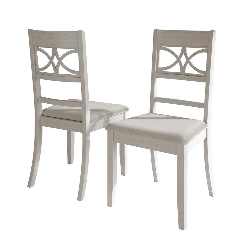Chaise de salle à manger en bois massif blanc / marron / gris / noir, rembourrée, lot de 2