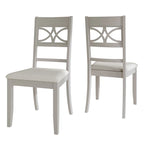 Chaise de salle à manger en bois massif blanc / marron / gris / noir, rembourrée, lot de 2