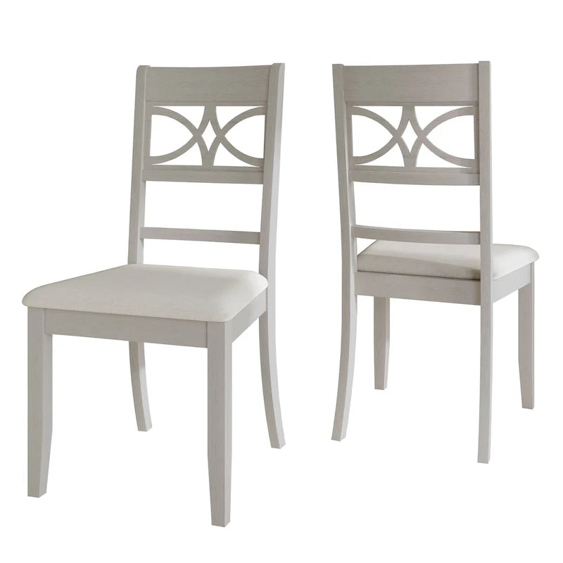 Chaise de salle à manger en bois massif blanc / marron / gris / noir, rembourrée, lot de 2