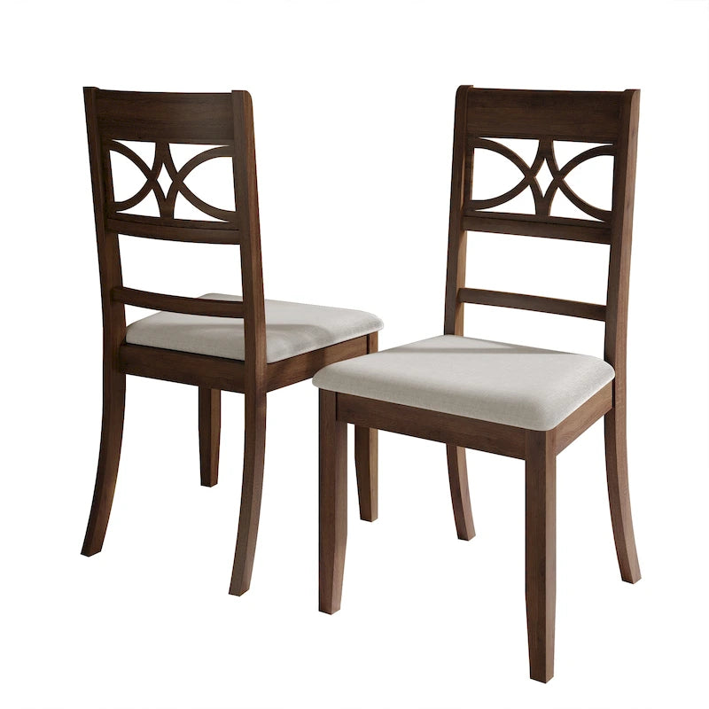Chaise de salle à manger en bois massif blanc / marron / gris / noir, rembourrée, lot de 2