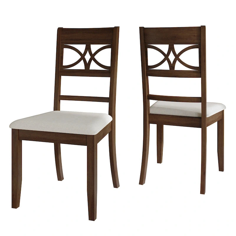 Chaise de salle à manger en bois massif blanc / marron / gris / noir, rembourrée, lot de 2