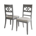 Chaise de salle à manger en bois massif blanc / marron / gris / noir, rembourrée, lot de 2
