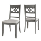 Chaise de salle à manger en bois massif blanc / marron / gris / noir, rembourrée, lot de 2