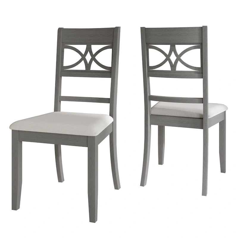 Chaise de salle à manger en bois massif blanc / marron / gris / noir, rembourrée, lot de 2