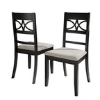 Chaise de salle à manger en bois massif blanc / marron / gris / noir, rembourrée, lot de 2