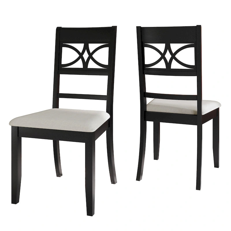 Chaise de salle à manger en bois massif blanc / marron / gris / noir, rembourrée, lot de 2